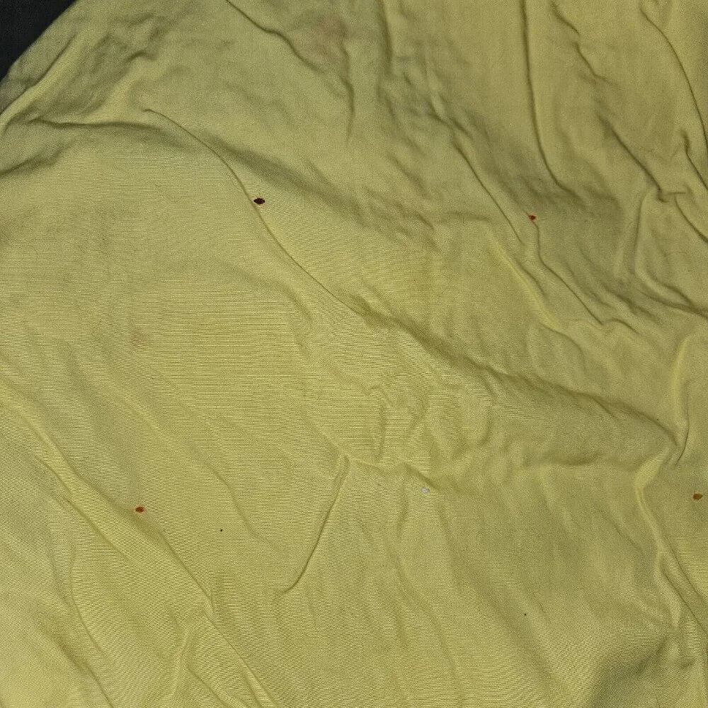 VTG Handmade Yellow Blanket Anthropomorphic Animal Dog Bunny Squirrel 40x48 READ